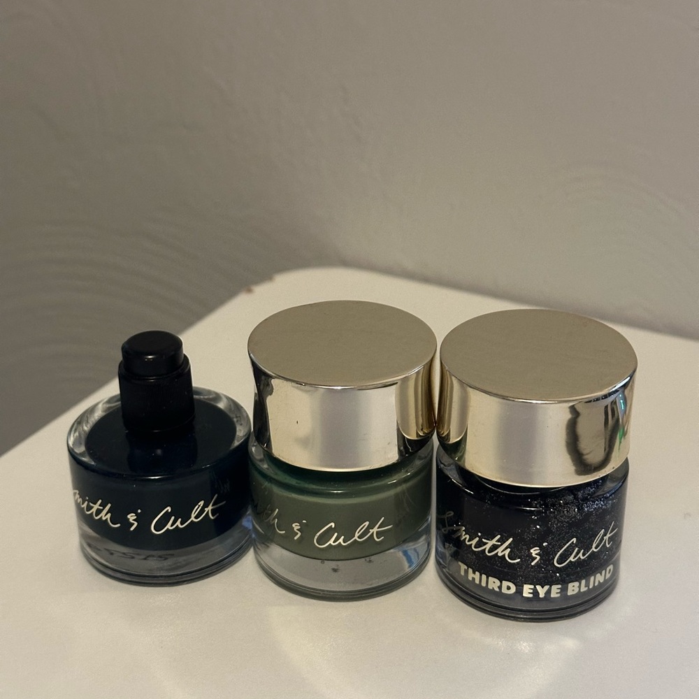 Smith & Cult nail polish #ink blue & green & black glitter